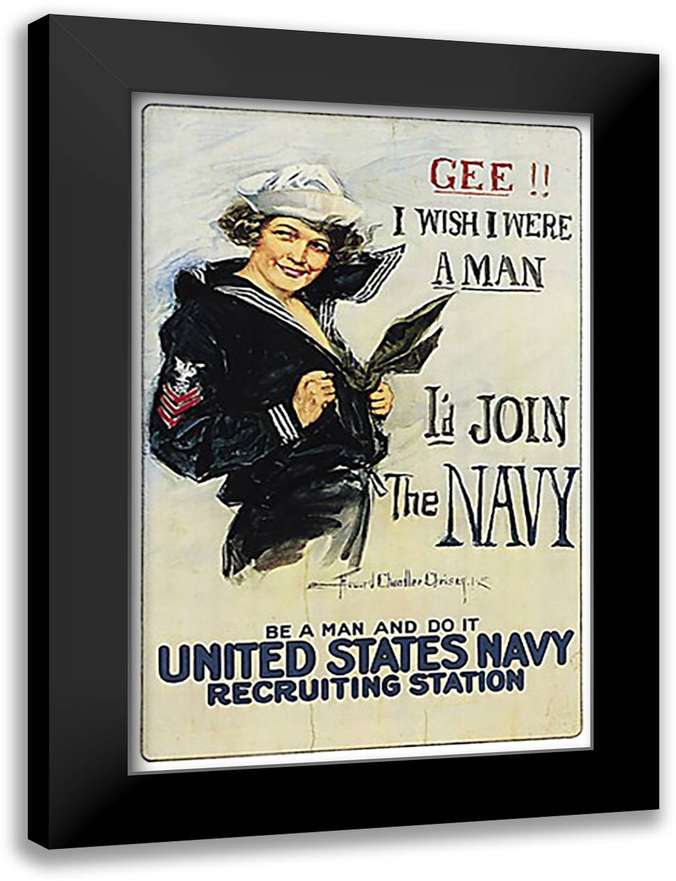 Gee!! I Wish I Were a Man 27x39 Black Modern Wood Framed Art Print Poster by Christy, Howard