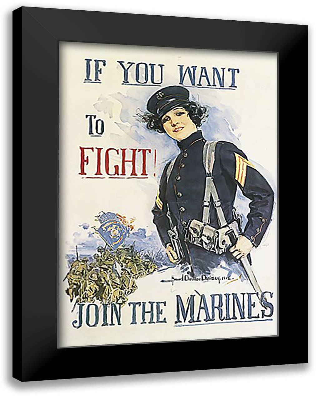 If You Want to Fight! 26x35 Black Modern Wood Framed Art Print Poster by Christy, Howard