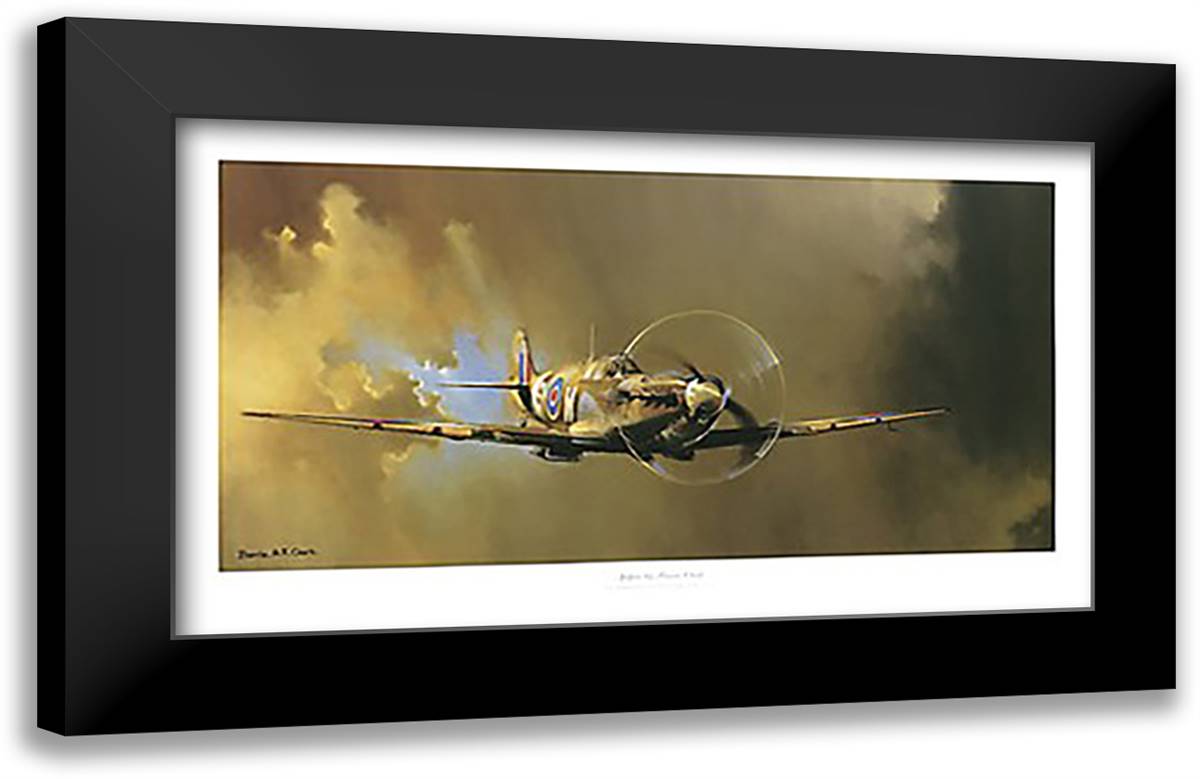 Spitfire 40x22 Black Modern Wood Framed Art Print Poster by Clark, Barrie