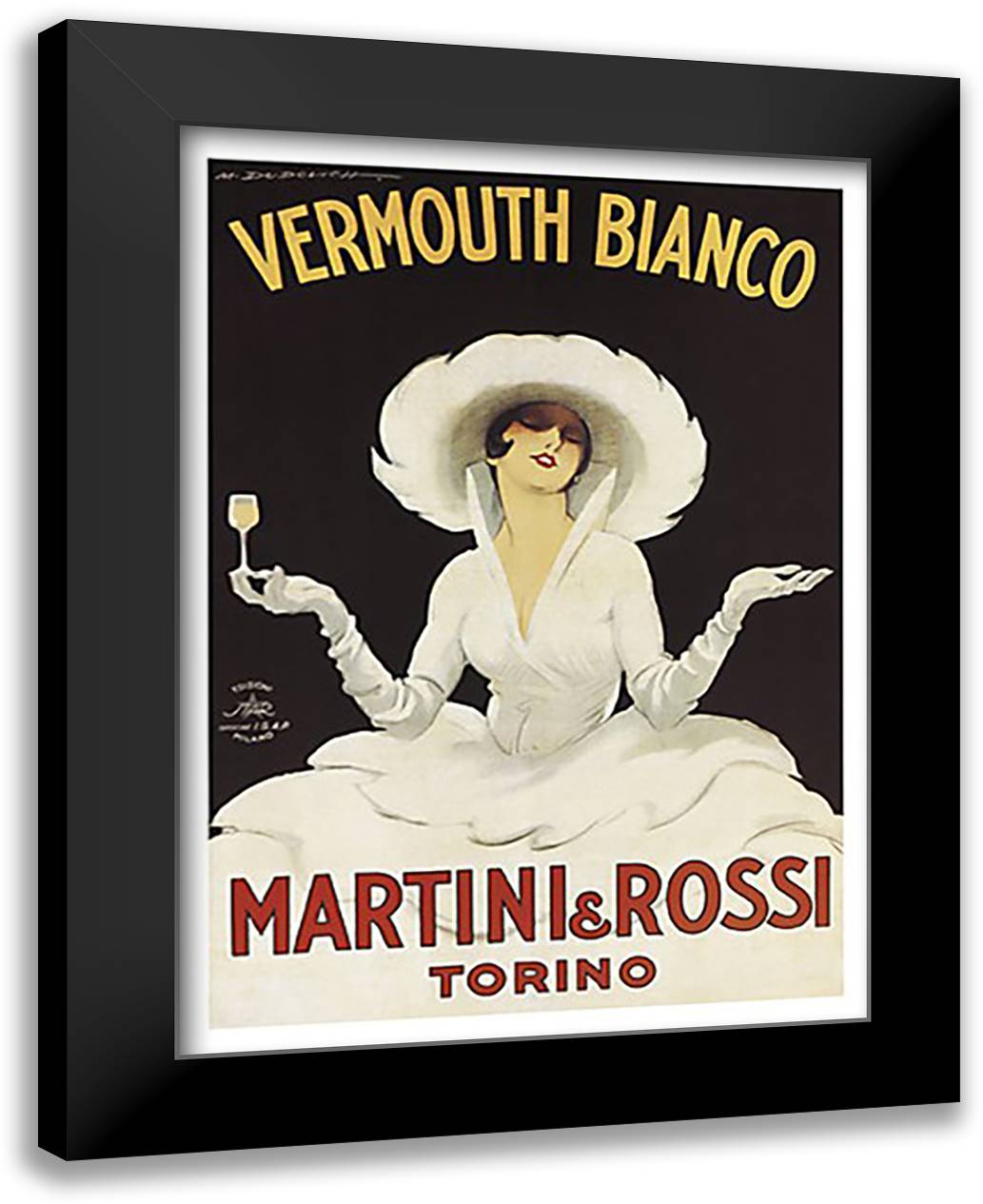 Martini and Rossi 24x31 Black Modern Wood Framed Art Print Poster by Dudovich, Marcello