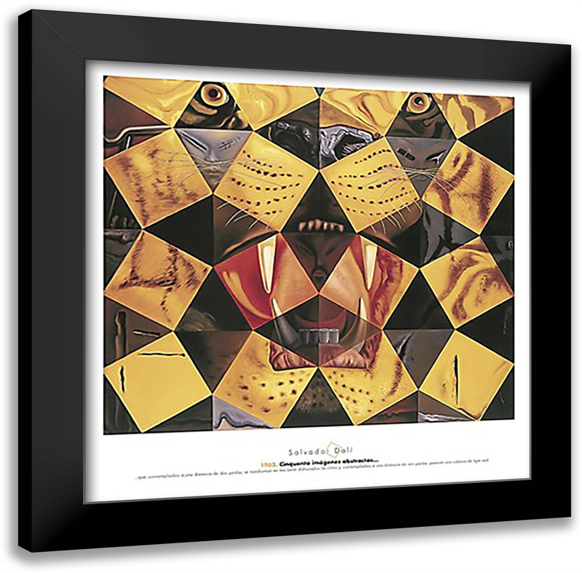 Cinquenta... Tigre Real, c.1963 28x28 Black Modern Wood Framed Art Print Poster by Dali, Salvador