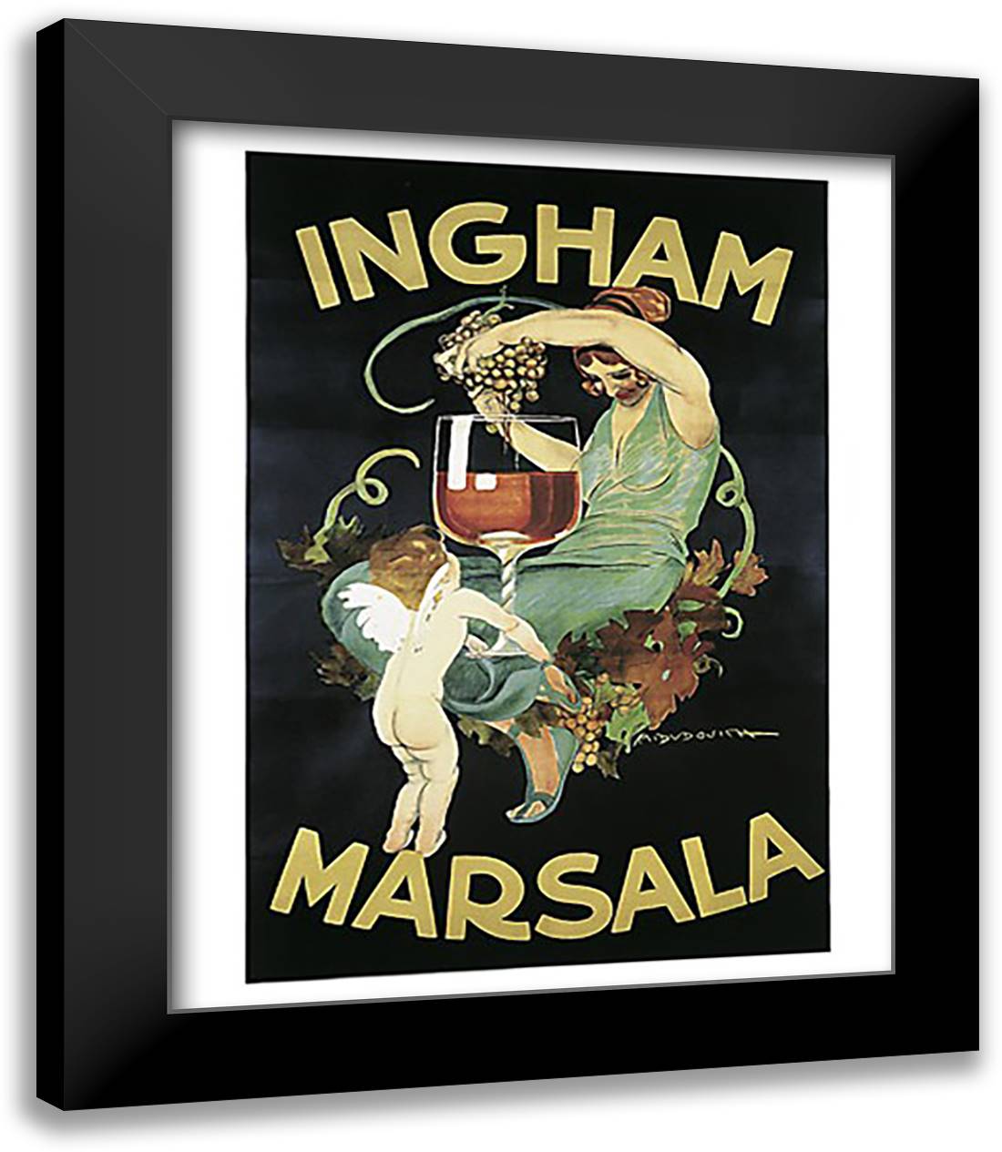 Ingham Marsala 26x32 Black Modern Wood Framed Art Print Poster by Dudovich, Marcello