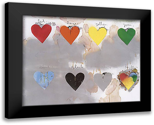 Hearts, 1970 32x26 Black Modern Wood Framed Art Print Poster by Dine, Jim
