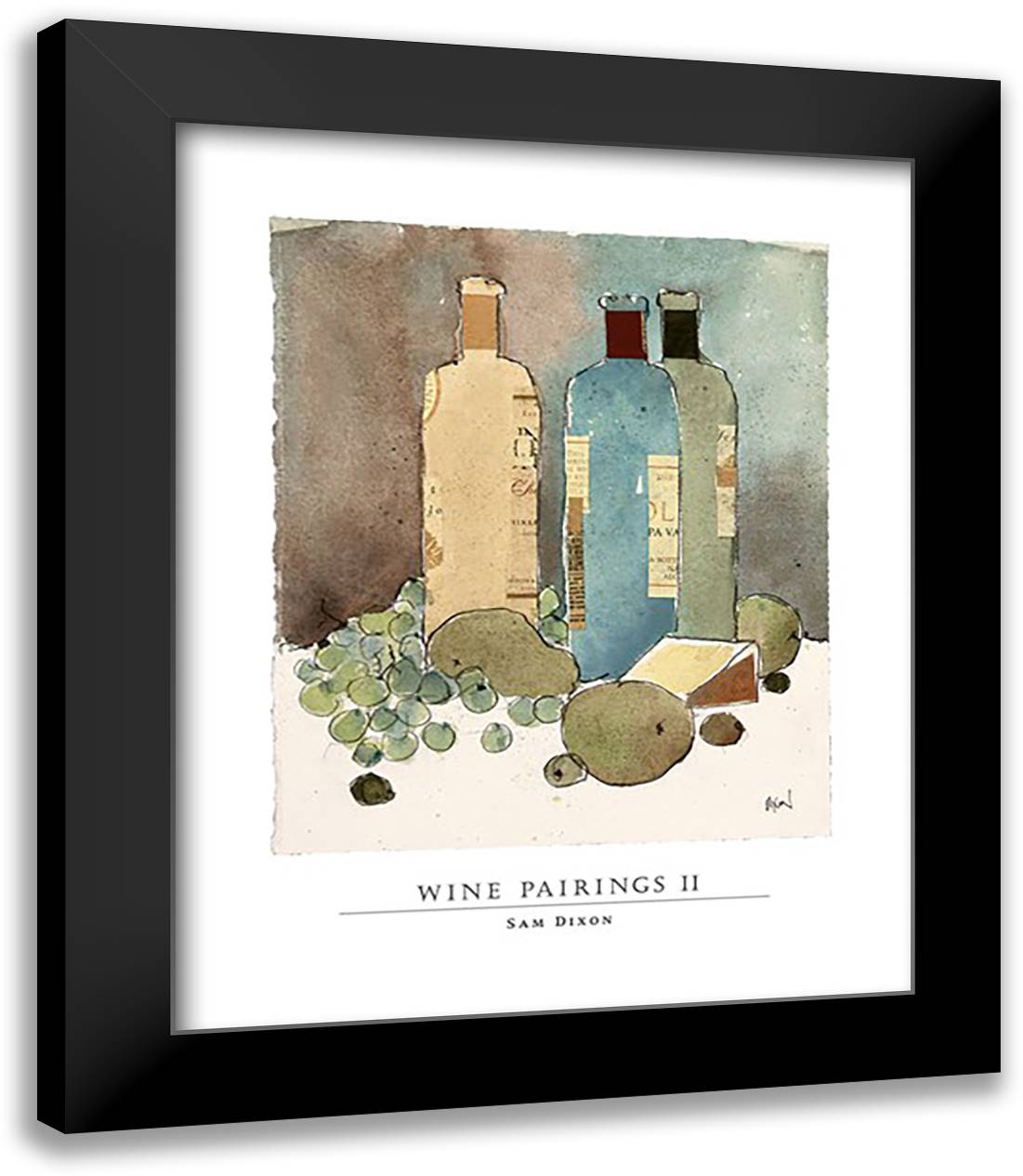 Wine Pairings II 15x18 Black Modern Wood Framed Art Print Poster by Dixon, Sam