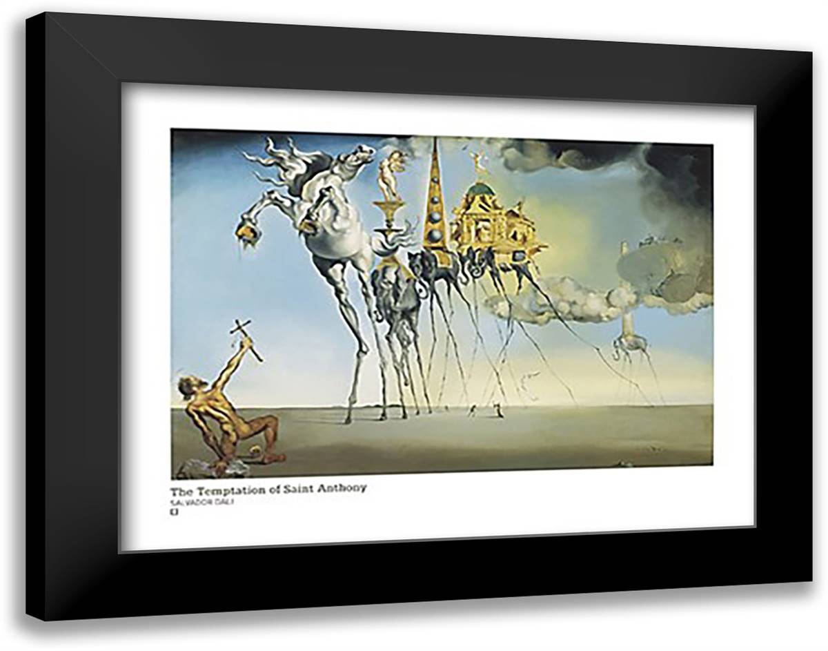 The Temptation of Saint Anthony 36x28 Black Modern Wood Framed Art Print Poster by Dali, Salvador