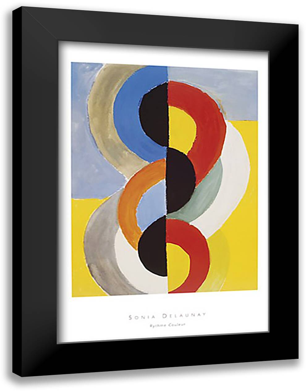 Rythme Couleur 28x40 Black Modern Wood Framed Art Print Poster by Delaunay, Robert