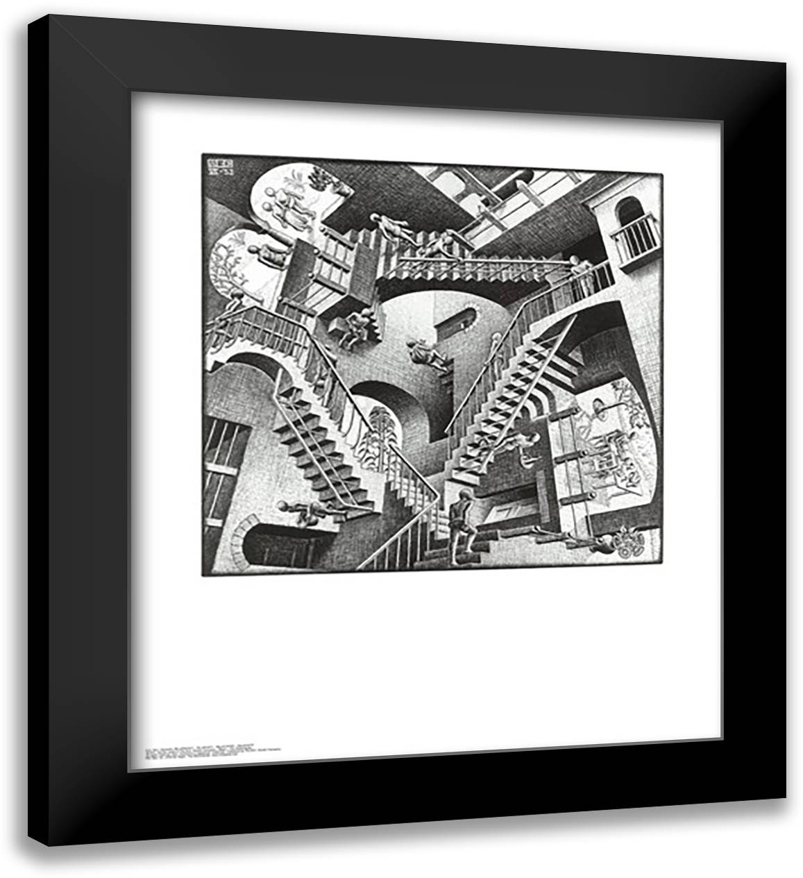Relativity 26x30 Black Modern Wood Framed Art Print Poster by Escher, M.C.