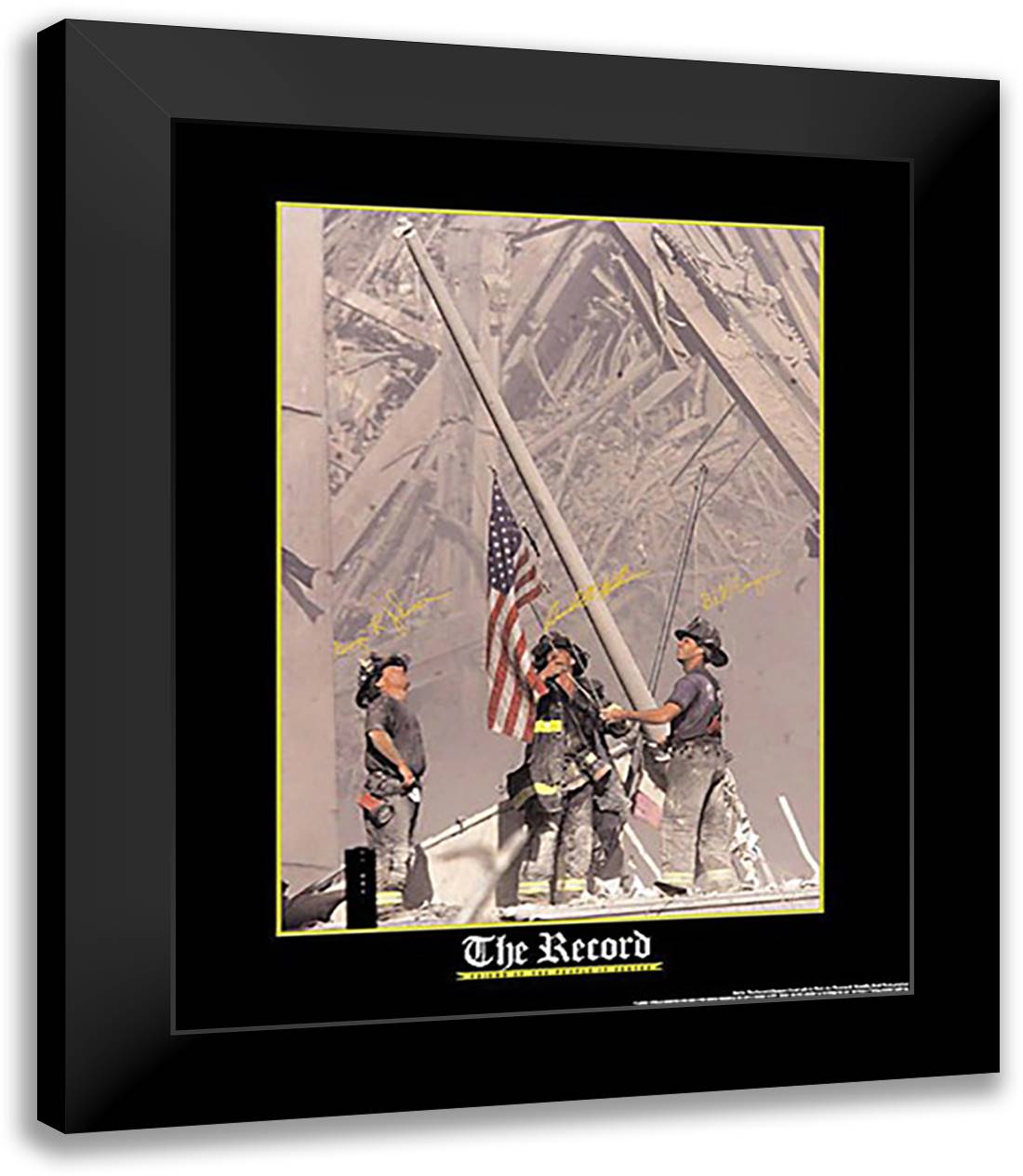 Firefighters at Ground Zero 26x32 Black Modern Wood Framed Art Print Poster by Franklin, Thomas