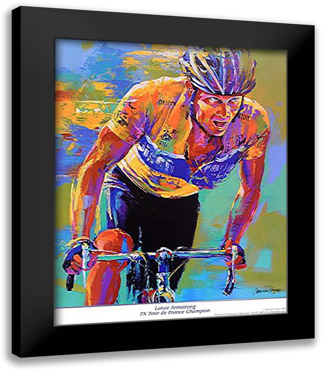 Lance Armstrong - 7X Tour de France Champion 15x18 Black Modern Wood Framed Art Print Poster by Farley, Malcolm