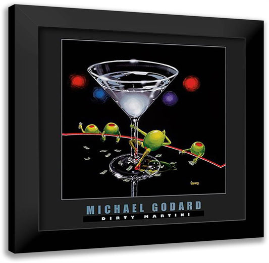 Dirty Martini 28x28 Black Modern Wood Framed Art Print Poster by Godard, Michael