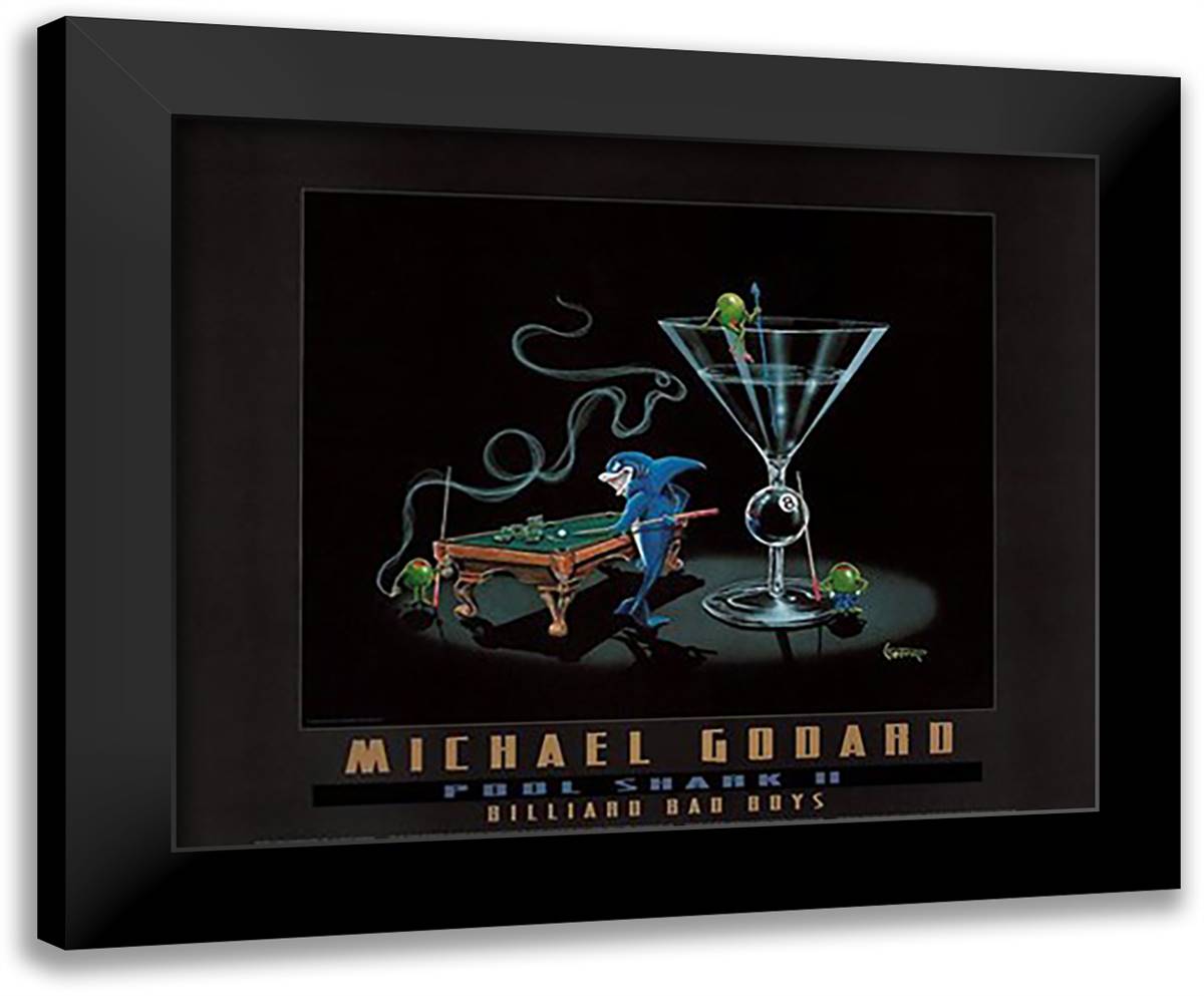 Pool Shark II 34x28 Black Modern Wood Framed Art Print Poster by Godard, Michael