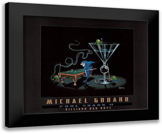 Pool Shark II 34x28 Black Modern Wood Framed Art Print Poster by Godard, Michael