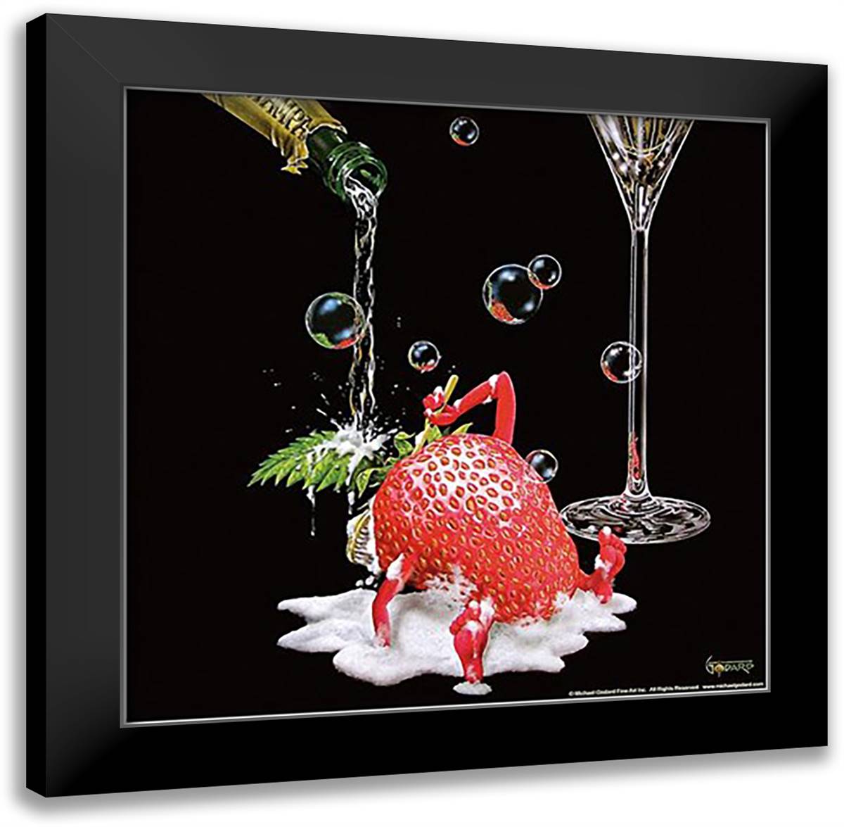 Bubbly Bath 16x16 Black Modern Wood Framed Art Print Poster by Godard, Michael