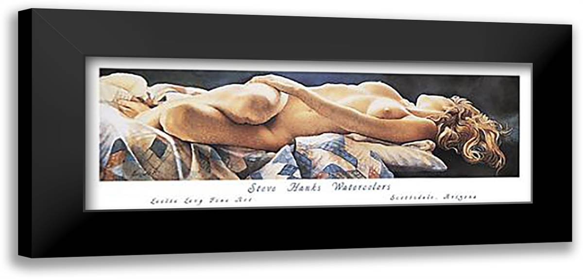Reclining Nude 40x16 Black Modern Wood Framed Art Print Poster by Hanks, Steve