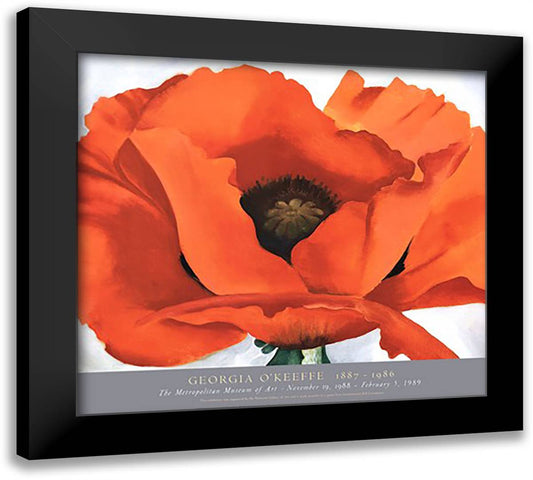 Red Poppy 32x28 Black Modern Wood Framed Art Print Poster by O'Keeffe, Georgia