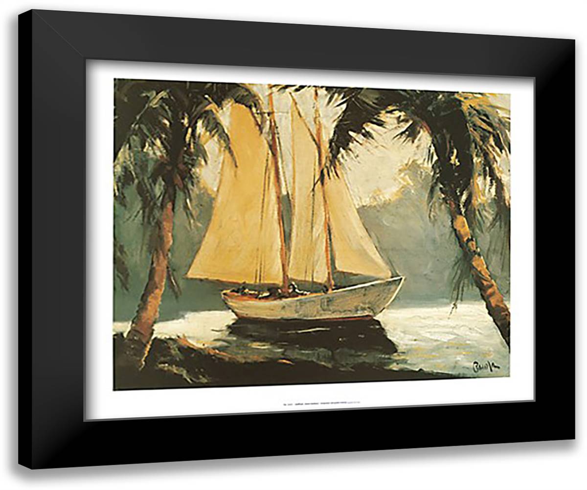 Sailboat, Santa Barbara 34x28 Black Modern Wood Framed Art Print Poster by Alexander, Frederick