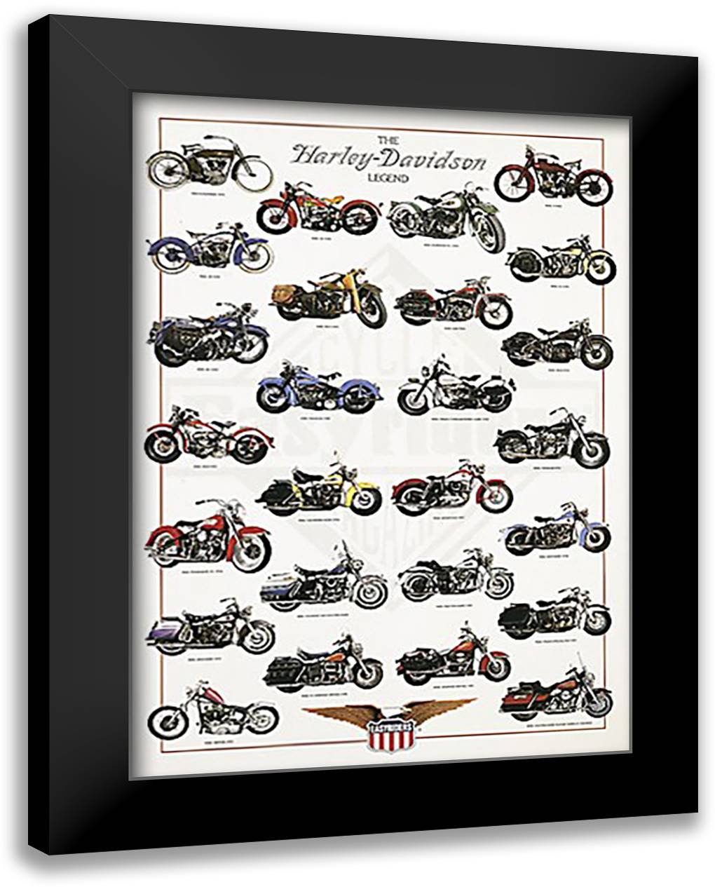 The Harley-Davidson Legend 28x40 Black Modern Wood Framed Art Print Poster by Patrignani, Libero