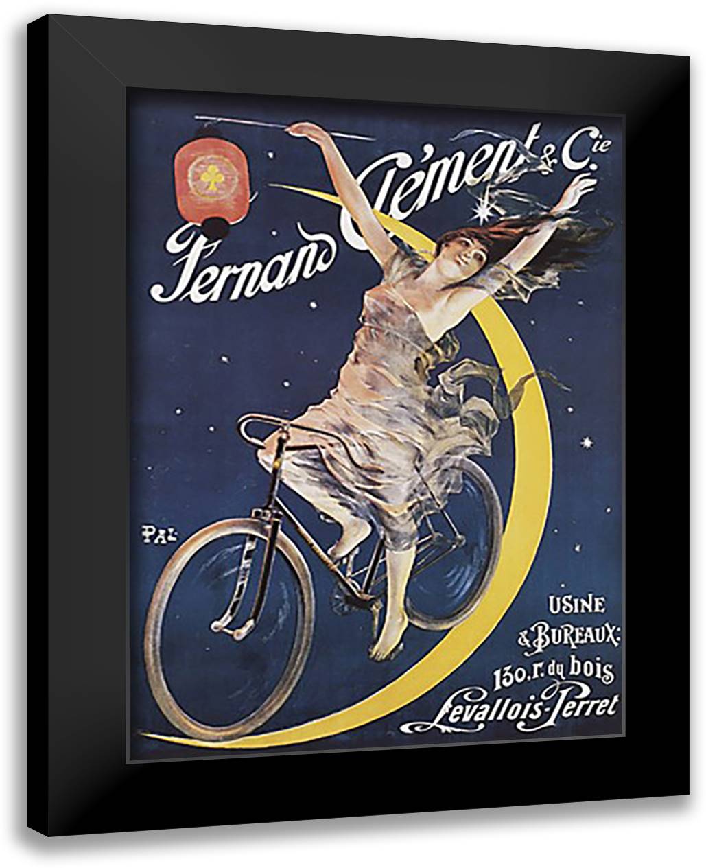 Clement Cycles 28x38 Black Modern Wood Framed Art Print Poster by Pal