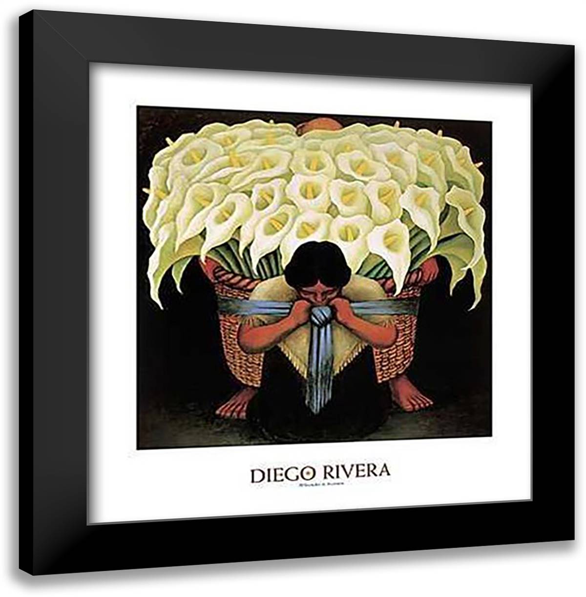 El Vendedor De Alcatraces 20x24 Black Modern Wood Framed Art Print Poster by Rivera, Diego