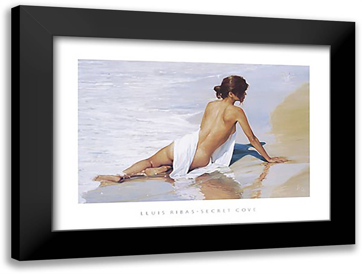 Secret Cove 32x24 Black Modern Wood Framed Art Print Poster by Ribas, Lluis