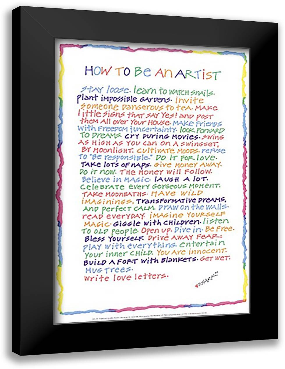 How to Be an Artist 19x27 Black Modern Wood Framed Art Print Poster by Sark