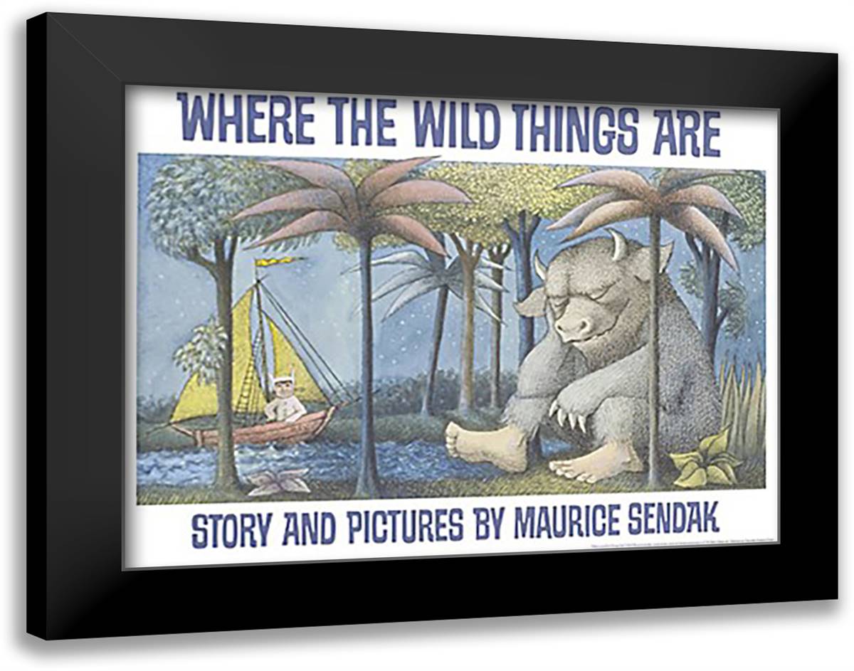 Wild Things Cover 28x22 Black Modern Wood Framed Art Print Poster by Sendak, Maurice