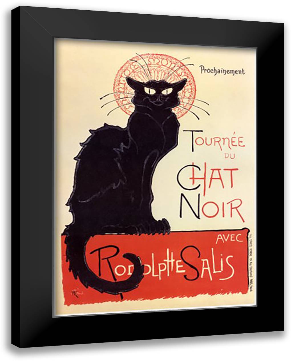 Chat Noir 28x40 Black Modern Wood Framed Art Print Poster by Steinlen, Theophile-Alexandre
