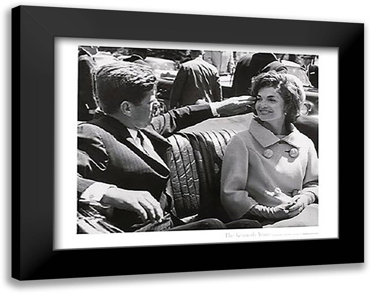 JFK and Jackie, 1961 28x22 Black Modern Wood Framed Art Print Poster by Tretick, Stanley