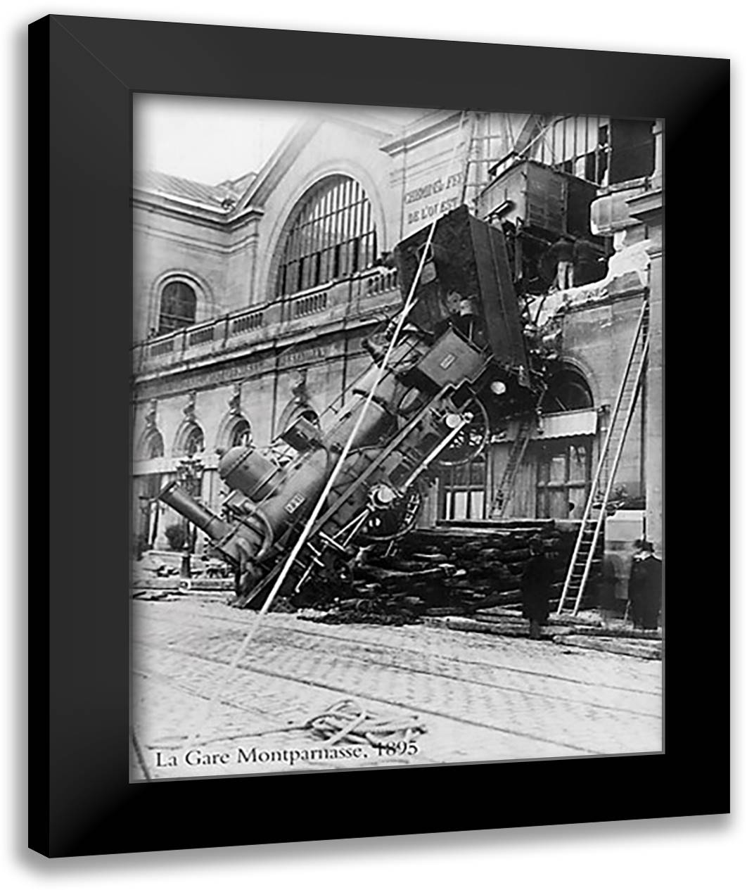 La Gare Montparnasse, 1895 28x36 Black Modern Wood Framed Art Print Poster