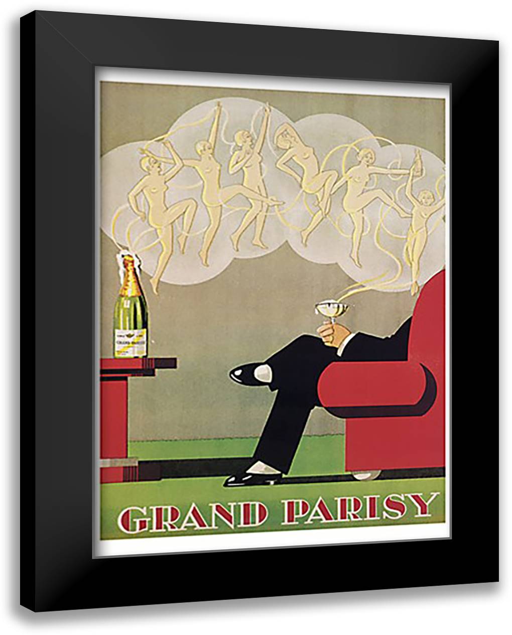 Grand Parisy 28x40 Black Modern Wood Framed Art Print Poster