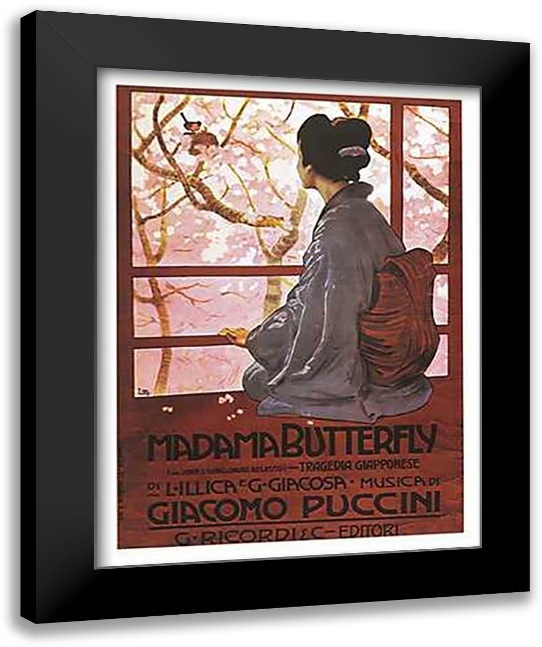 Madama Butterfly 24x32 Black Modern Wood Framed Art Print Poster