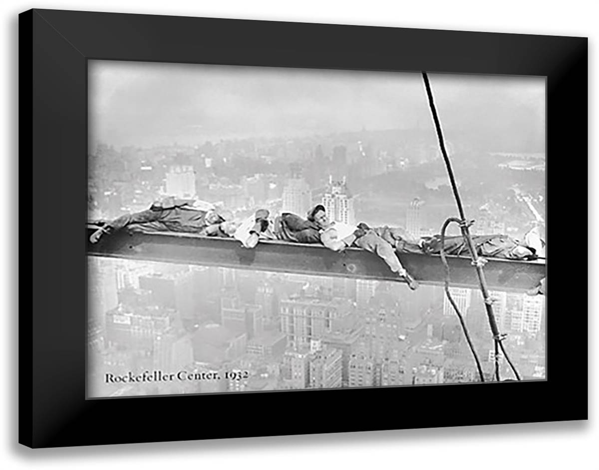 Break Time, Rockefeller Center, 1932 36x28 Black Modern Wood Framed Art Print Poster by Ebbets, Charles C.