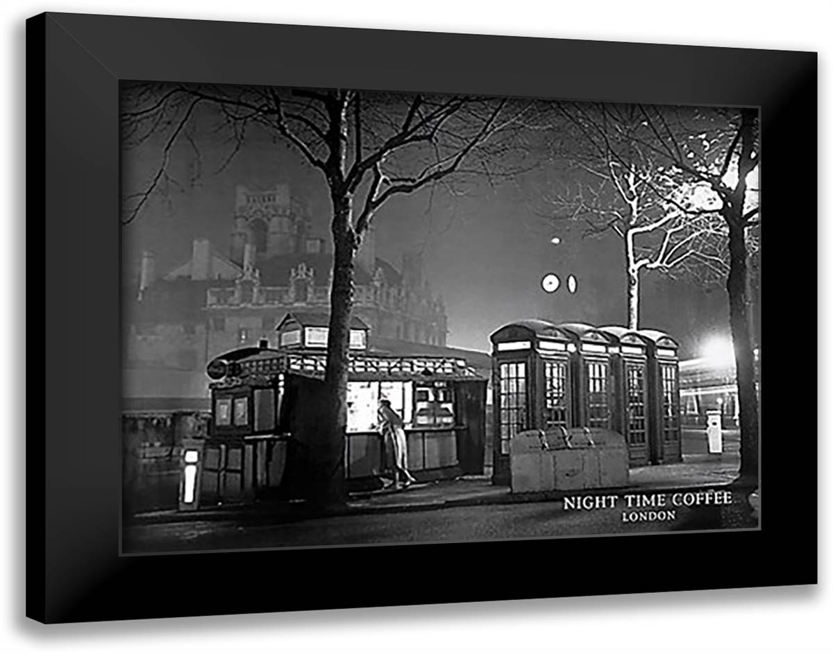 Night Time Coffee, London 36x28 Black Modern Wood Framed Art Print Poster