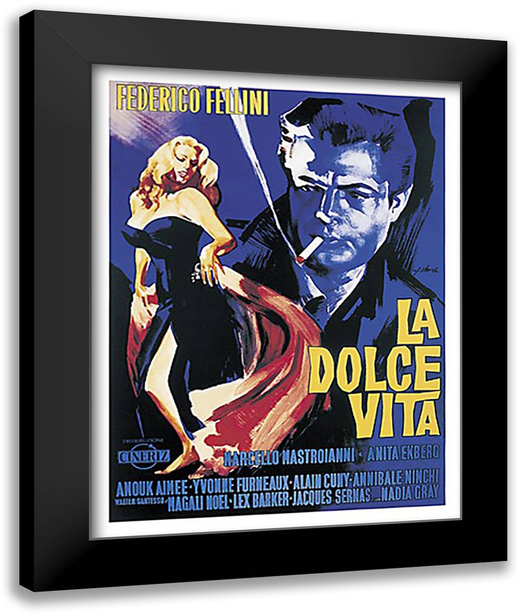 La Dolce Vita 28x36 Black Modern Wood Framed Art Print Poster