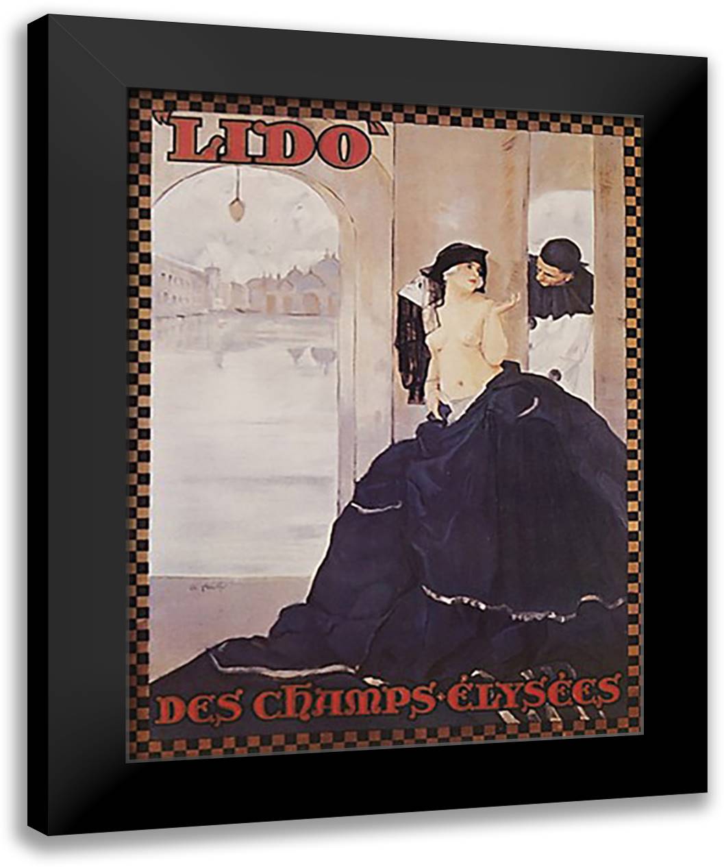 Lido 28x38 Black Modern Wood Framed Art Print Poster