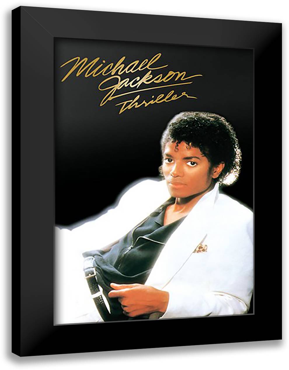 Michael Jackson - Thriller Album Cover 28x40 Black Modern Wood Framed Art Print Poster