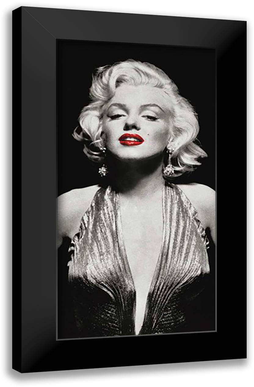 Marilyn in Evening Dress 22x40 Black Modern Wood Framed Art Print Poster