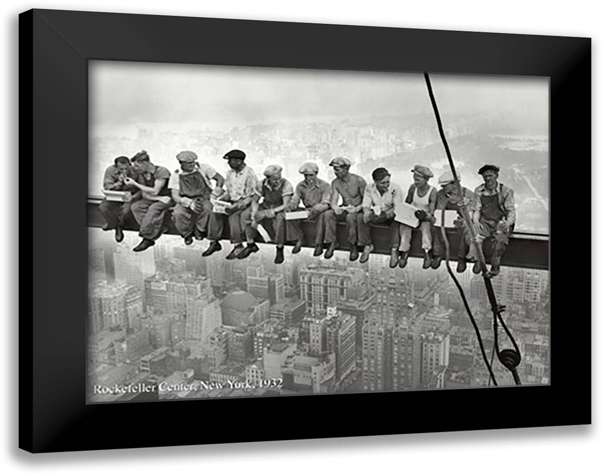 Lunchtime Atop a Skyscraper, c.1932 36x28 Black Modern Wood Framed Art Print Poster by Ebbets, Charles C.