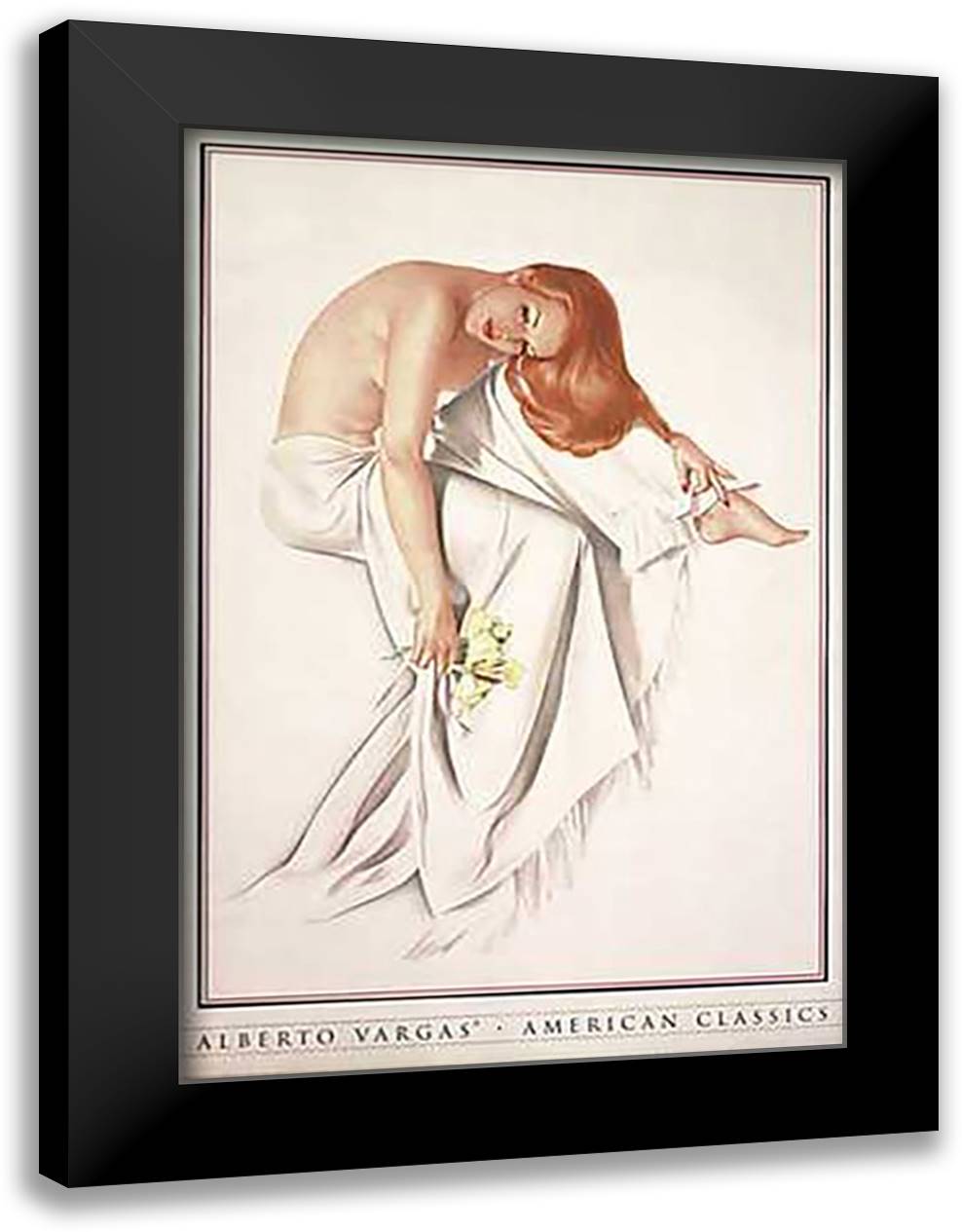 Jeanne 28x40 Black Modern Wood Framed Art Print Poster by Vargas, Alberto