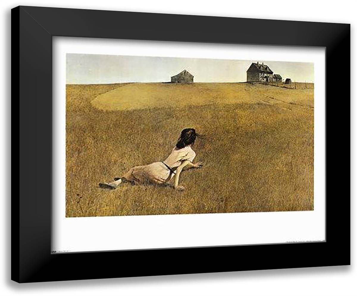 Christinas World 34x28 Black Modern Wood Framed Art Print Poster by Wyeth, Andrew