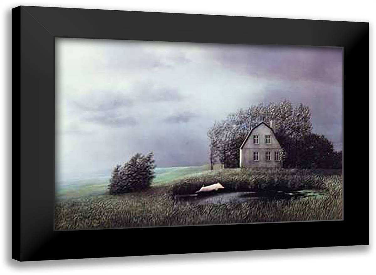 Kohler's Schwein (Autumn) 32x24 Black Modern Wood Framed Art Print Poster by Sowa, Michael