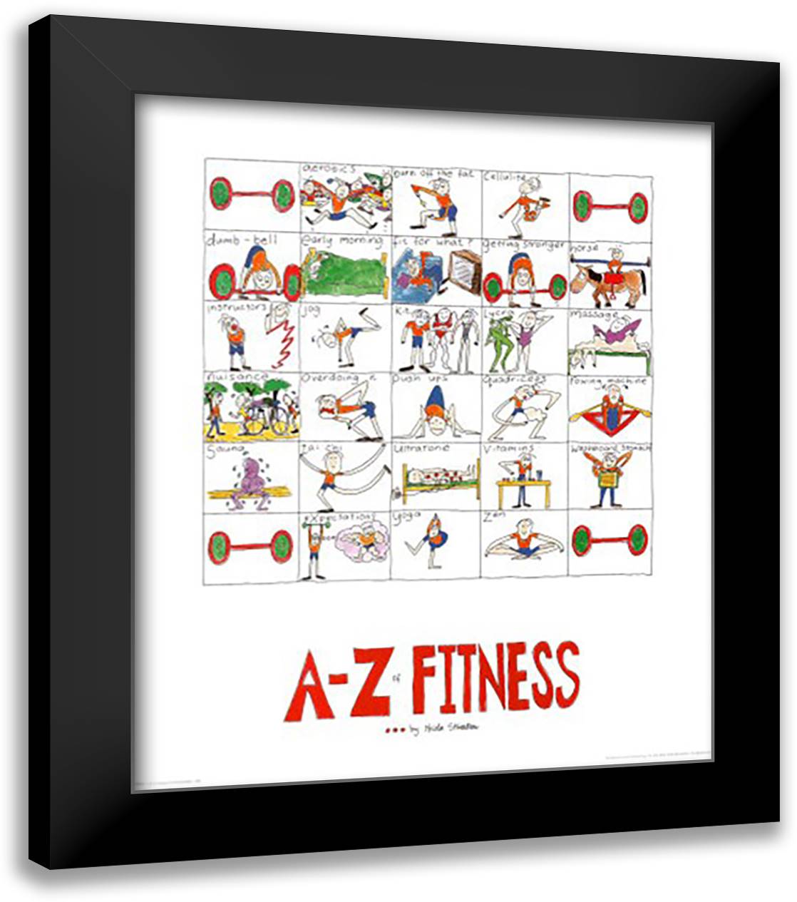 A-Z of Fitness 20x24 Black Modern Wood Framed Art Print Poster by Streeten, Nicola