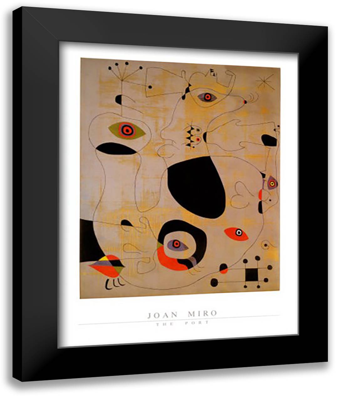 Port, 1945 28x36 Black Modern Wood Framed Art Print Poster by Miro, Joan