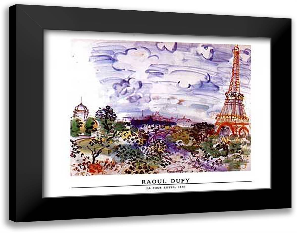 Tour Eiffel 1935 36x28 Black Modern Wood Framed Art Print Poster by Dufy, Raoul