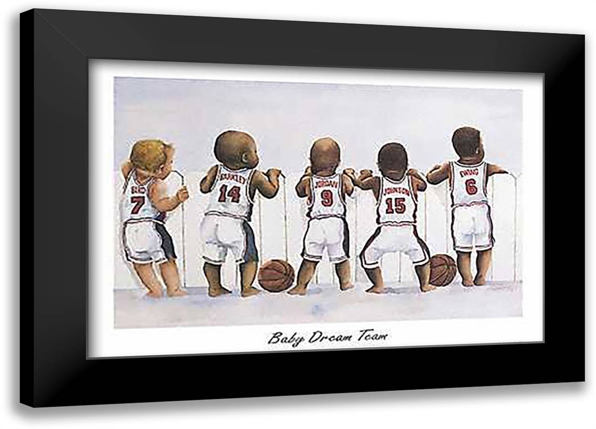 Baby Dream Team 40x28 Black Modern Wood Framed Art Print Poster by Gatewood, Kenneth