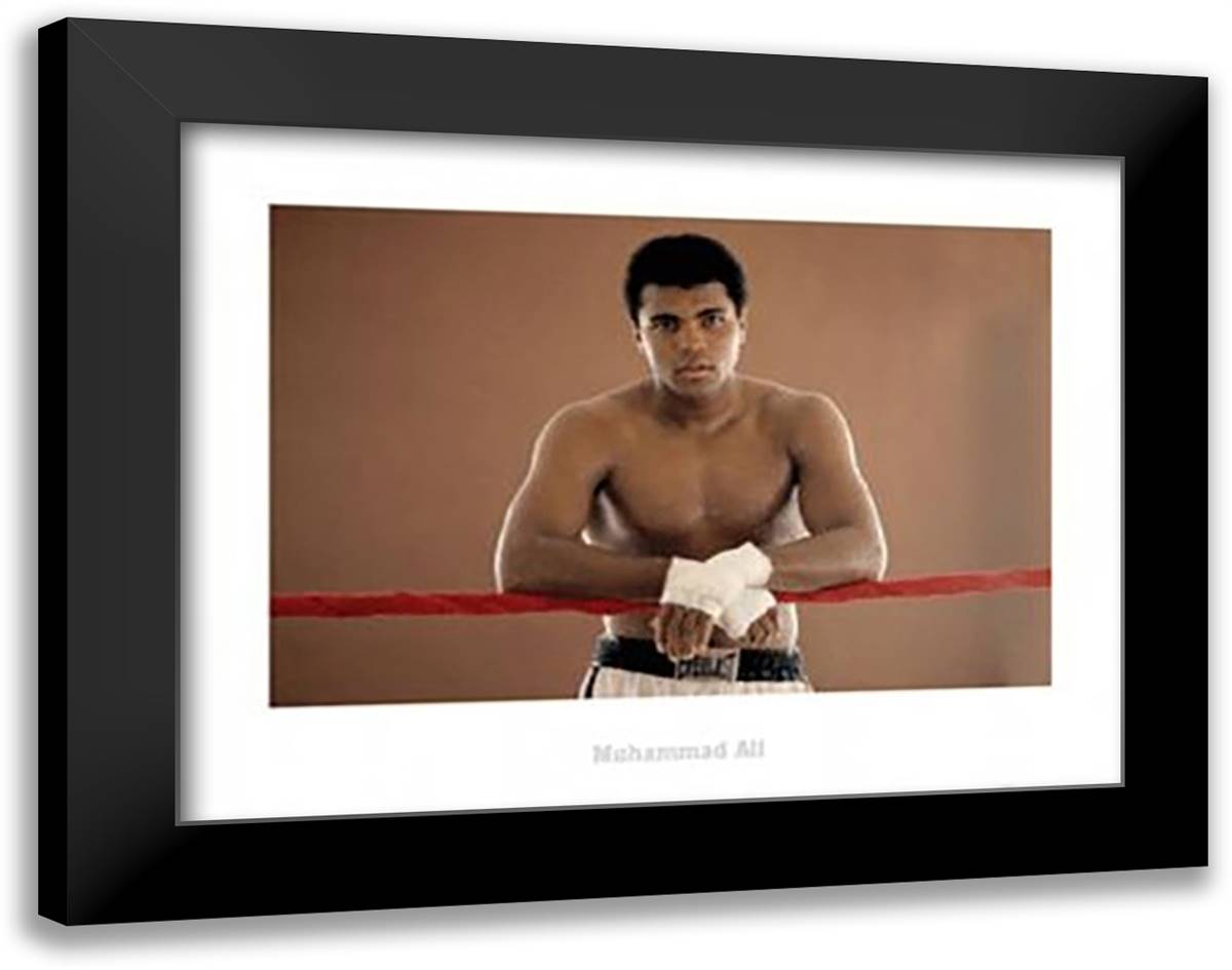 Muhammad Ali - Ropes 36x28 Black Modern Wood Framed Art Print Poster
