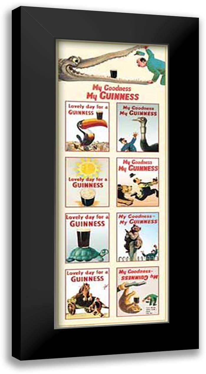 Guinness - Collage 16x40 Black Modern Wood Framed Art Print Poster