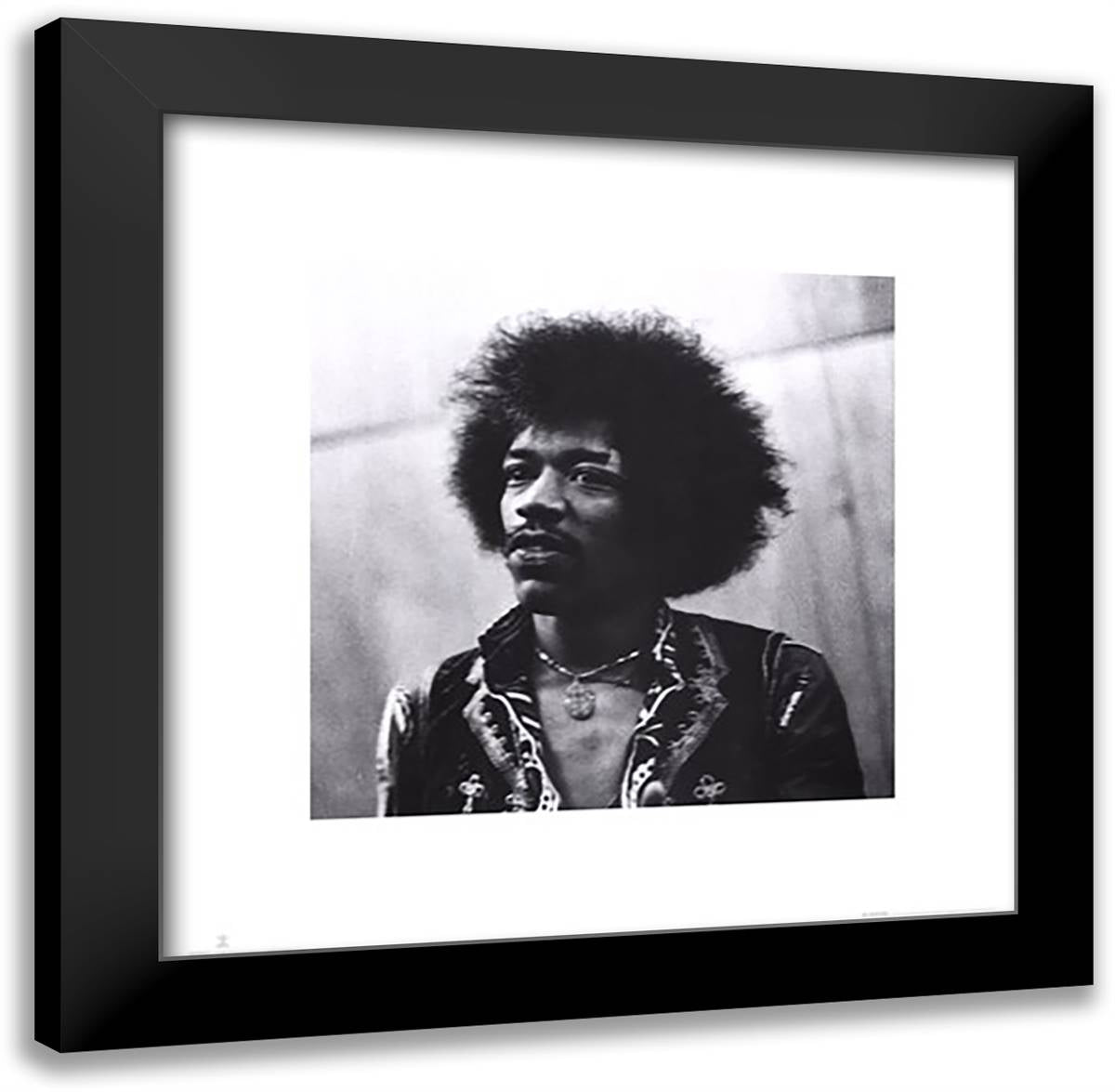 Jimi Hendrix - Portrait 20x20 Black Modern Wood Framed Art Print Poster