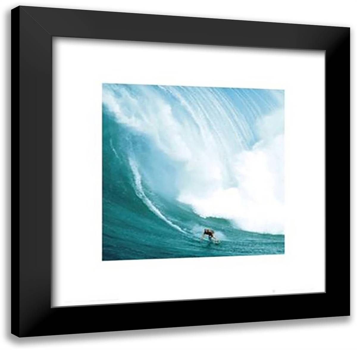 Riding Giants - Wave Riding 20x20 Black Modern Wood Framed Art Print Poster