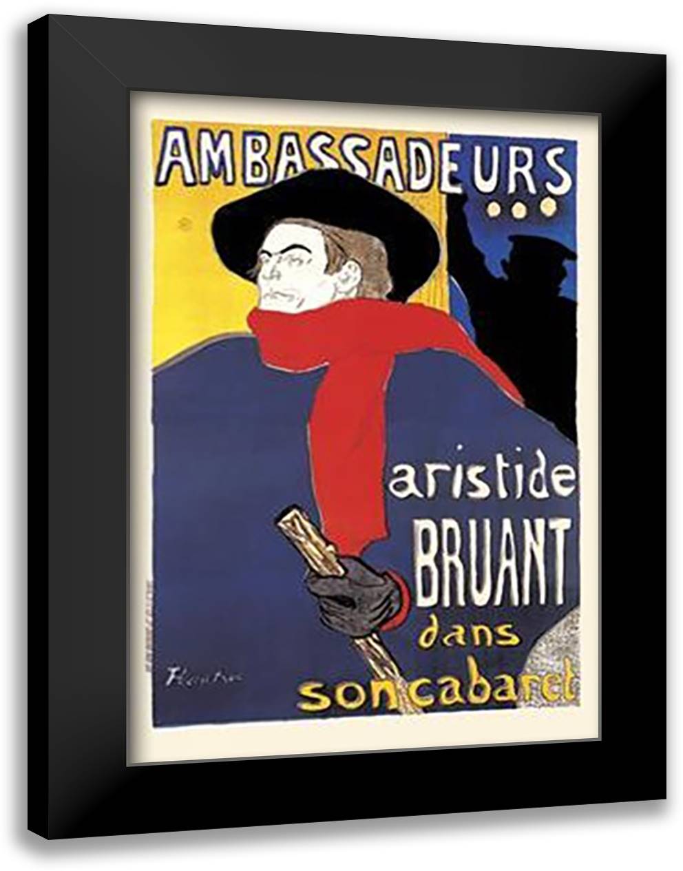 Ambassadeurs 28x40 Black Modern Wood Framed Art Print Poster by Toulouse-Lautrec, Henri de